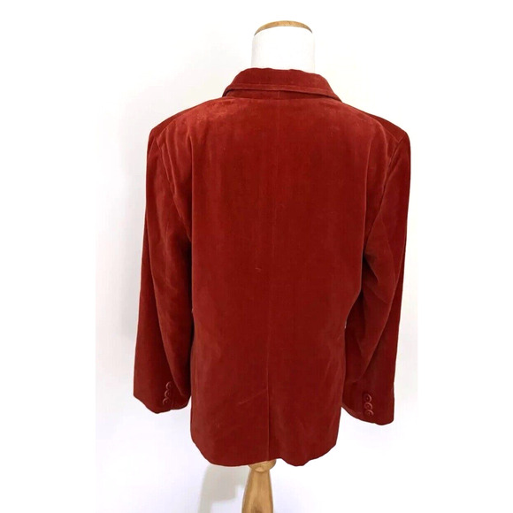 MaxMara Weekend Blazer 12 Red/Orange Cotton Stretch Velveteen Lined Jacket Italy - Picture 5 of 14
